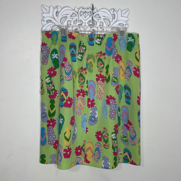 COURTENAY Stretch Women's 14 Tank Top & Skirt 2-Piece Set Flip Flop Print GREEN - Picture 11 of 16
